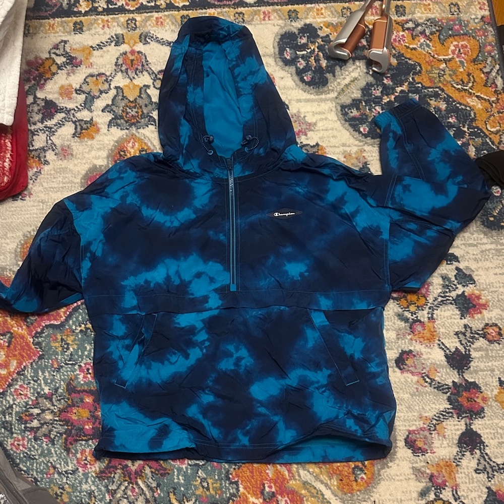 Champion Navy and Teal Tie-Dye lightweight Pullover